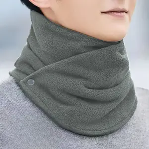 Classic Solid Color Velvet Neck Warmer, Button Front Design, Thickened for Fall & Winter, Casual Style, Ideal for Riding & Wind Protection, Neck Scarf