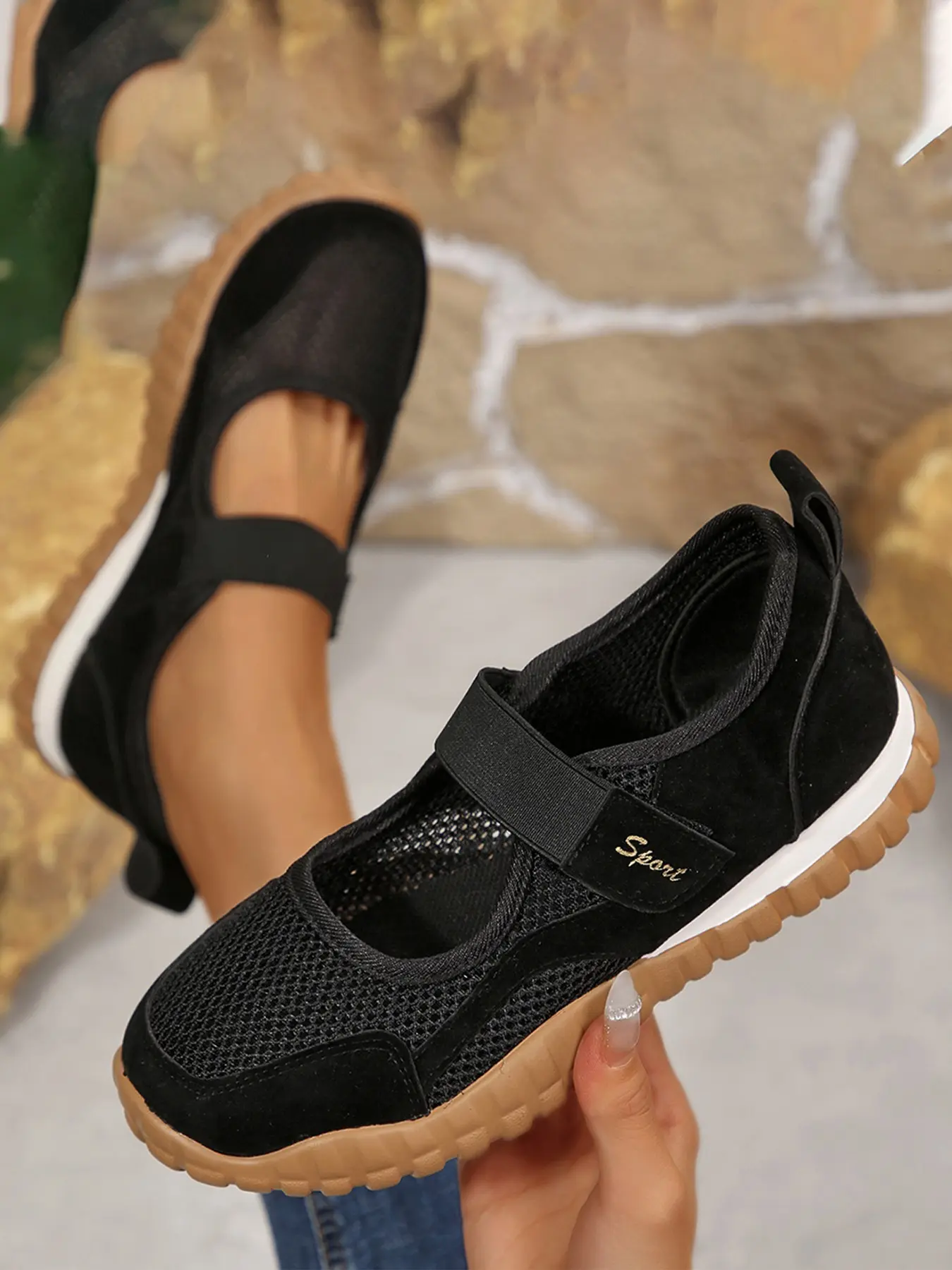 Women's Mesh Mary Jane Casual Shoes, Breathable Velcro Sports Sneakers, Comfortable Daily Wear, Lightweight & Durable Design, Sneaker Flats, Casual Footwear Sneakers