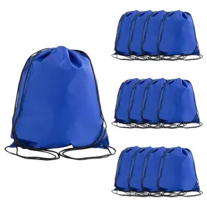 12 3/4" x 15 1/2" Large Royal Blue Drawstring Bags - 12 Pc.
