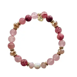 TTT Live Exclusive Light Pink Opal & Pink Chalcedony Gemstone Stacker Bracelet