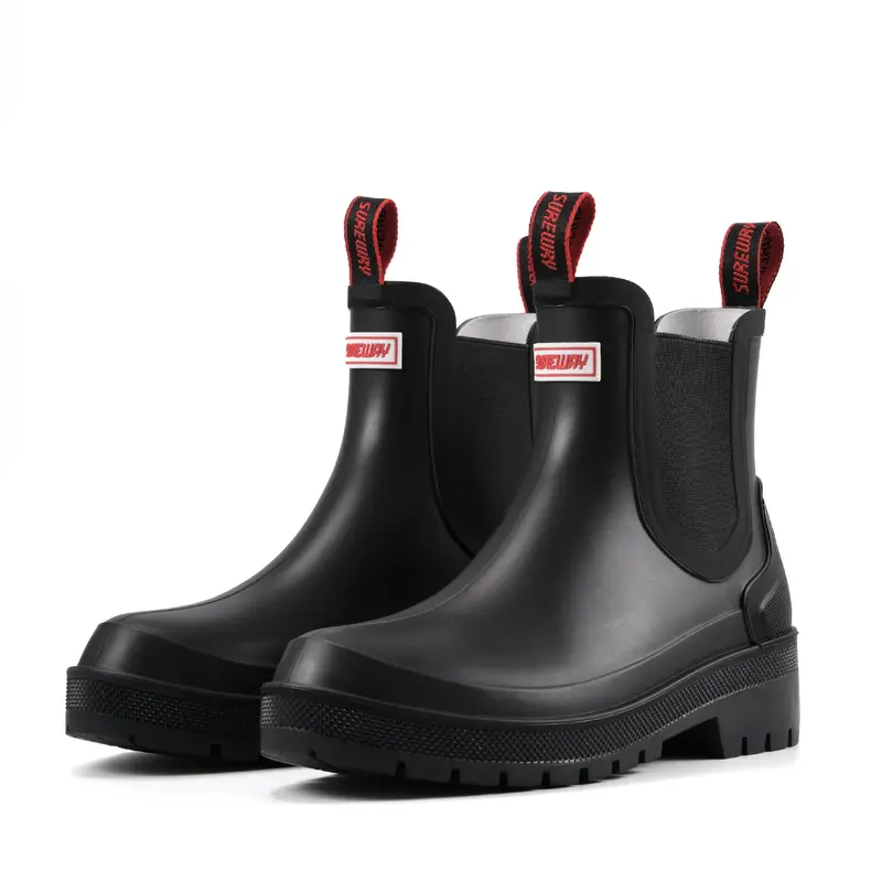 SUREWAY Women's Short Ankle Rain Boots,Waterproof Rubber Garden Shoes,Slip Resistant Chelsea Rain Boots For Ladies