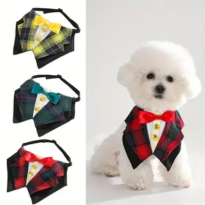 British Style Adjustable Pet Scarf, 1pc Cat & Dog Bow Tie, Christmas Suit, Pet Clothing Accessories, Stylish Pet Poodle