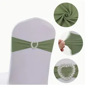 20 Chair Back Decorations: Bow, Heart-Shaped Rings, Stretch Banquet Chair Covers, Decorative Tie-Free Banquet Sashes, Ribbon Wedding Sashes (Various Colours)