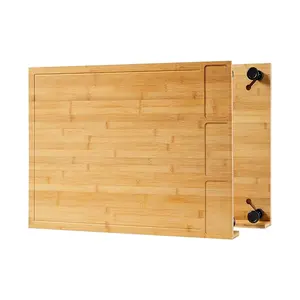 30" x 21" Extra Large Bamboo Cutting Board & Stovetop Cover, 2-in-1 Stove Top Cover Chopping Board with Detachable Feets, Kitchen Board with Juice Groove
