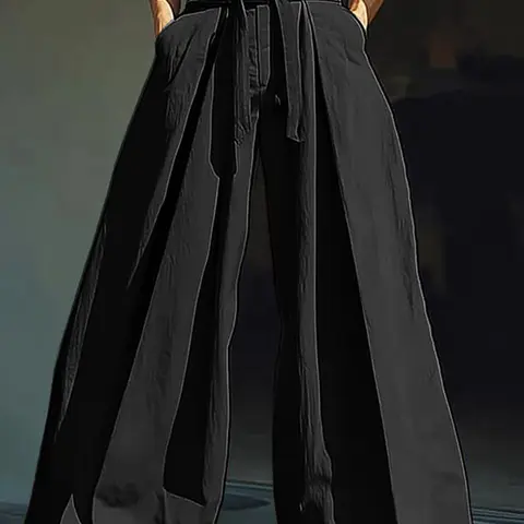 INCERUN American Style Trousers Fashion Men's Loose Pleated Long Pant Casual Streetwear Male Solid Wide Leg Pantalons