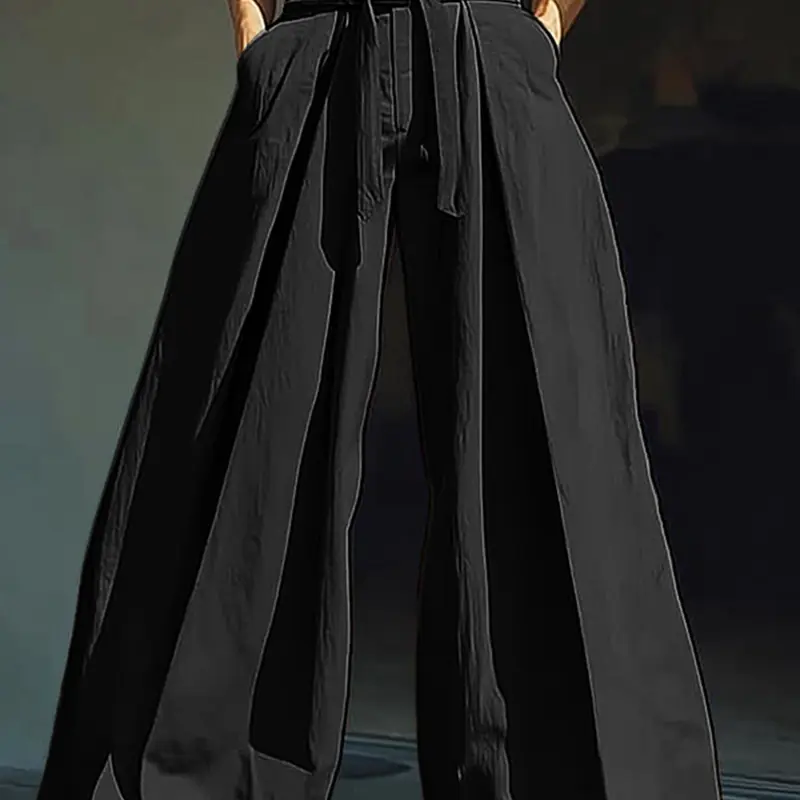 INCERUN American Style Trousers Fashion Men's Loose Pleated Long Pant Casual Streetwear Male Solid Wide Leg Pantalons