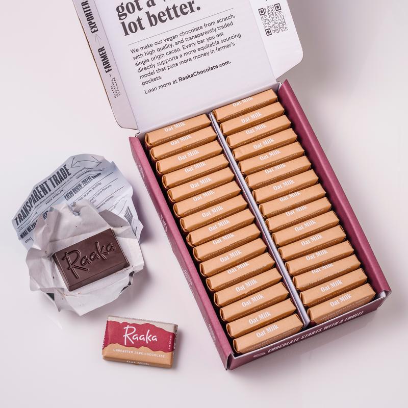 Raaka Chocolate - Mini Doses Box of 30 Dark Chocolate Bars