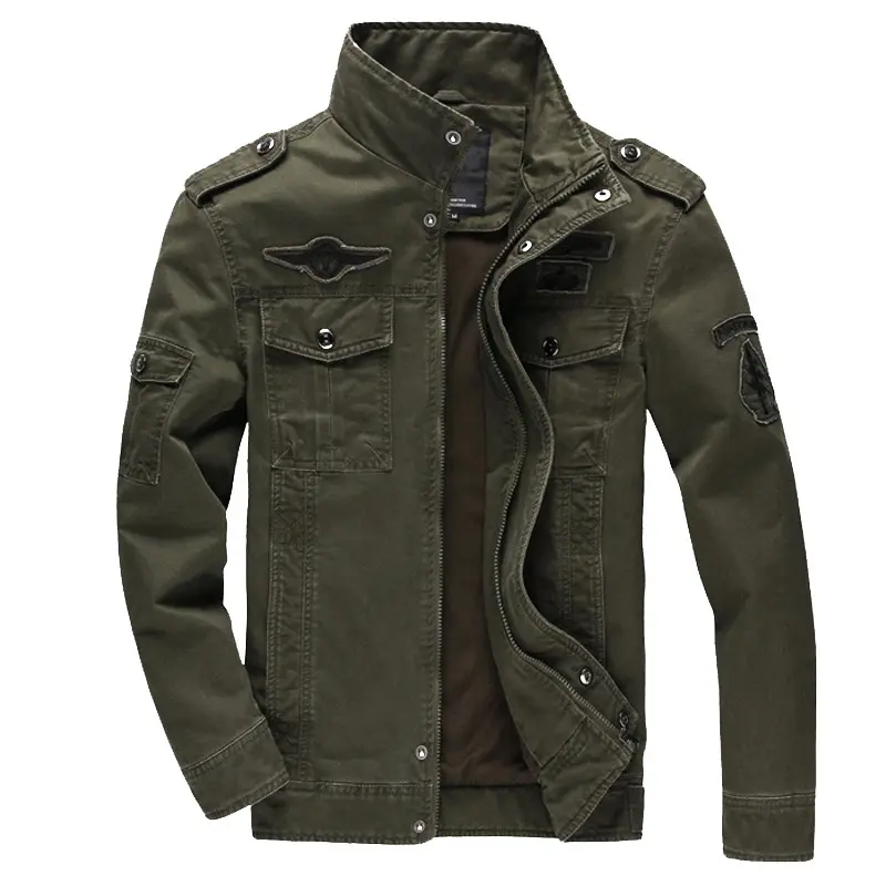 Spring New Men's Casual Cotton Military Jacket Outdoor Loose plus Size Workwear Jacket Coats Fabric Menswear Pocket