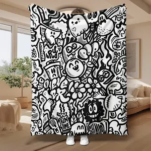 DIY Colorable Cartoon Blanket Scarf, suitable for both children and adults, creative home decoration item, comfortable and exquisite gift. Air conditioning blanket, suitable for anniversary, festival, birthday parties, and kitchen items.