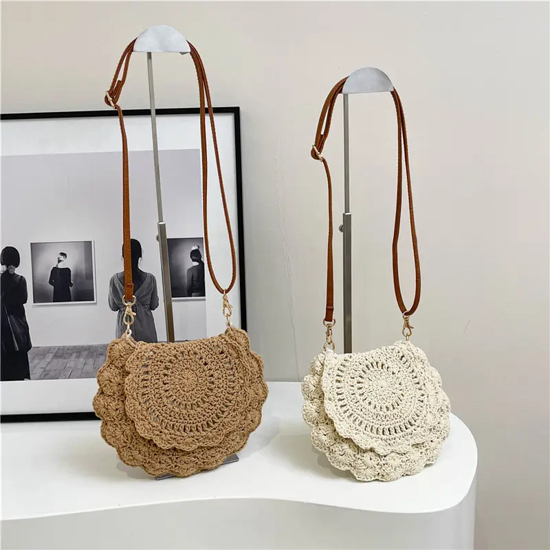 Women's Adjustable Crossbody Purse - Boho Style Crocheted Crescent Bag, Lightweight Hangable Casual Accessory for Summer Beach Vacation, Crossbody Purses, Casual Purse