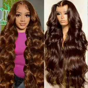 Chocolate Brown 13X6 13X4 HD Lace Front Wigs For Black Women PrePlucked With Baby Hair Body Wave Brazilian 100% Remy Human Hair