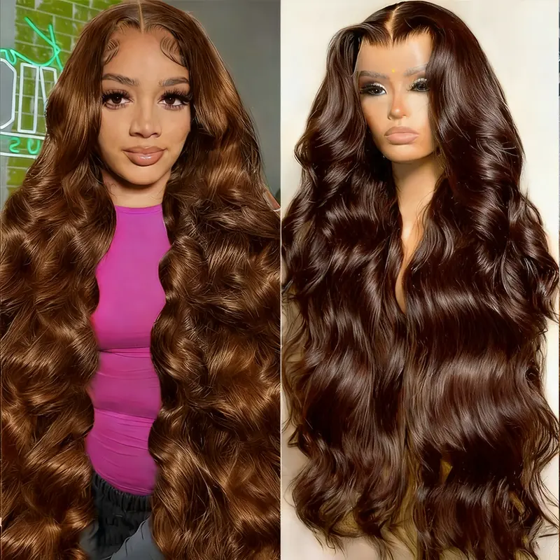 Black Female 13x4 & 13x6 HD Lace Front Wig, 100% Remy Brazilian Human Hair Body Wave Wig, 13x4 33# Body Wave, Pre-Plucked With Baby Hair, Heat Resistant, Time-Saving Styling, No Extra Prep Needed