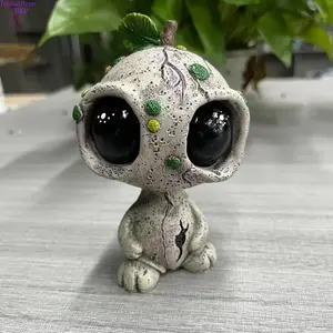Alien Resin Figurine Home Decor – Adorable Big Eye Elf Style Collectible Figurines, Unique Exquisite Craftsmanship, Creative Ornament for Indoor & Garden Decoration, Ideal Holiday Gift & Cute Desktop Decor for Home & Gifting
