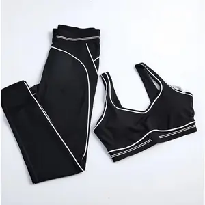 Fashionable sports suit Pilates Tight sports pants Running Yoga high-waisted stretch fitness pants set 2025 High-quality fabric