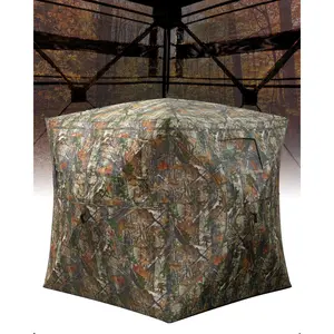 270° See-Through Pop-Up Hunting Blind for 2–3 People, Silent Magnetic Door Design, Lightweight Portable Camouflage Ground Blind with Quick Setup, Comes with Carry Bag, Weather Resistant Hunting Shelter for Deer, Turkey and Outdoor Hunting Activities