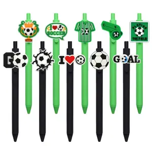 World Cup Soccer Retractable Ballpoint Pen, PVC Soft Glue Colorful Patch, Frosted Barrel, Smooth Writing, Comfortable Grip, Office School Gift