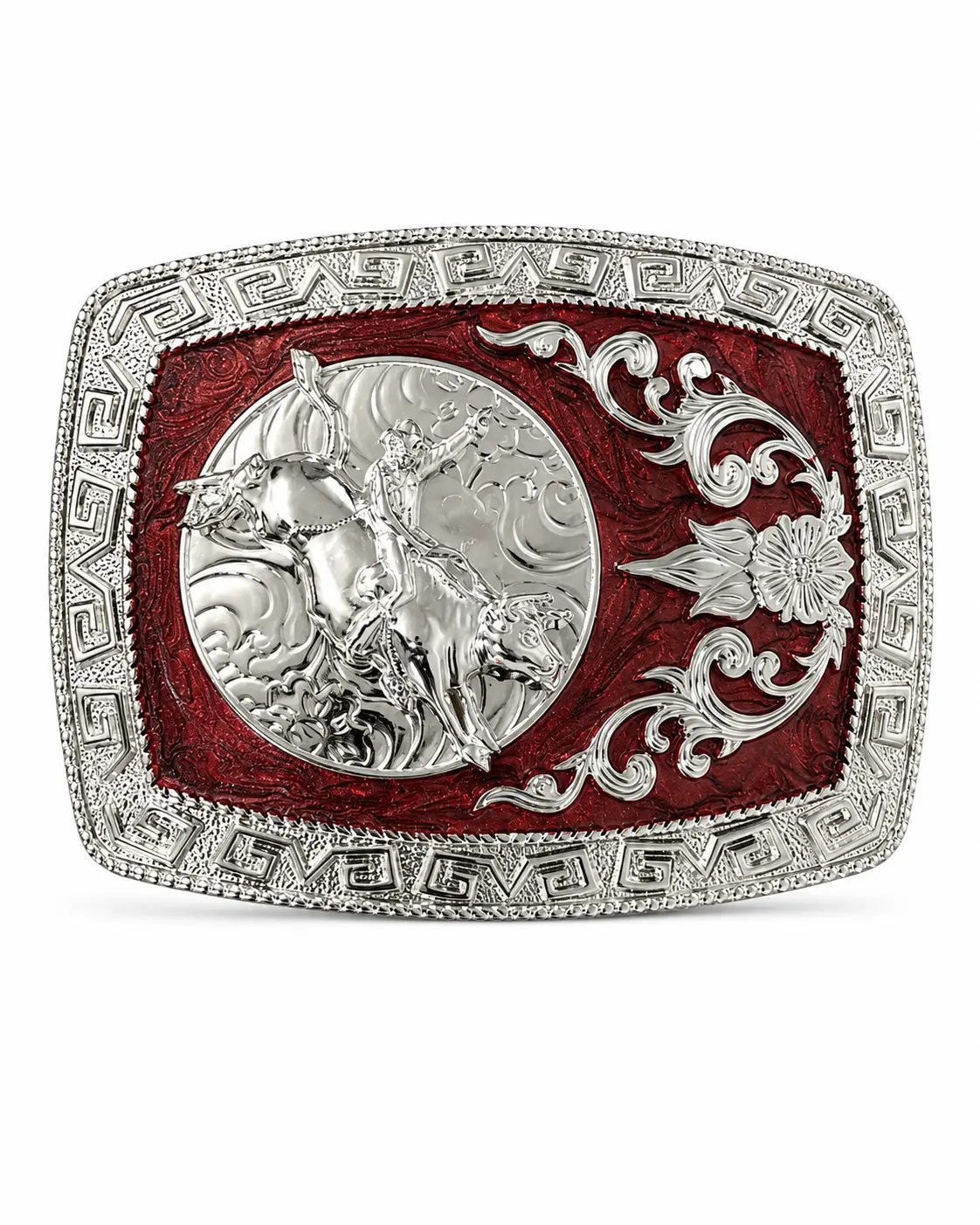 Bull Rider Western Belt Buckle | Silver Engraved Rodeo Cowboy Buckle