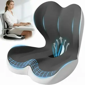 Ergonomic L-Shaped Memory Foam Enhanced Seat Cushion with Lumbar Support Backrest, Comfortable for Office Chair Home Use Long Sitting