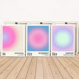 3 Counts Wooden Framed Canvas, Minimalist Gradient Angel Number Art Prints, Exquisite Poster, Perfect Living Room Decoration, Modern Art, Fashion Family Poster, Wall Art Decoration, Odorless, Artwork, Modern Art Design