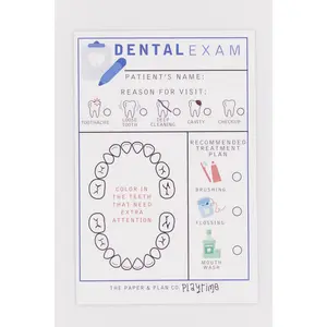 Dental Exam Playtime Pads for Pretend Play 4"x6" Notepad with 50 Sheets for Kids' Imagination Made in the USA
