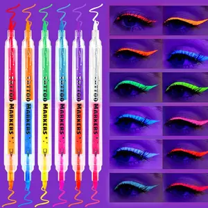 Multicolor Glow-In-The-Dark Highlighter Pens, 12 Vibrant Colors for Eyeliner, Stenciling, Coloring Books, Scrapbooks, Planning, and More