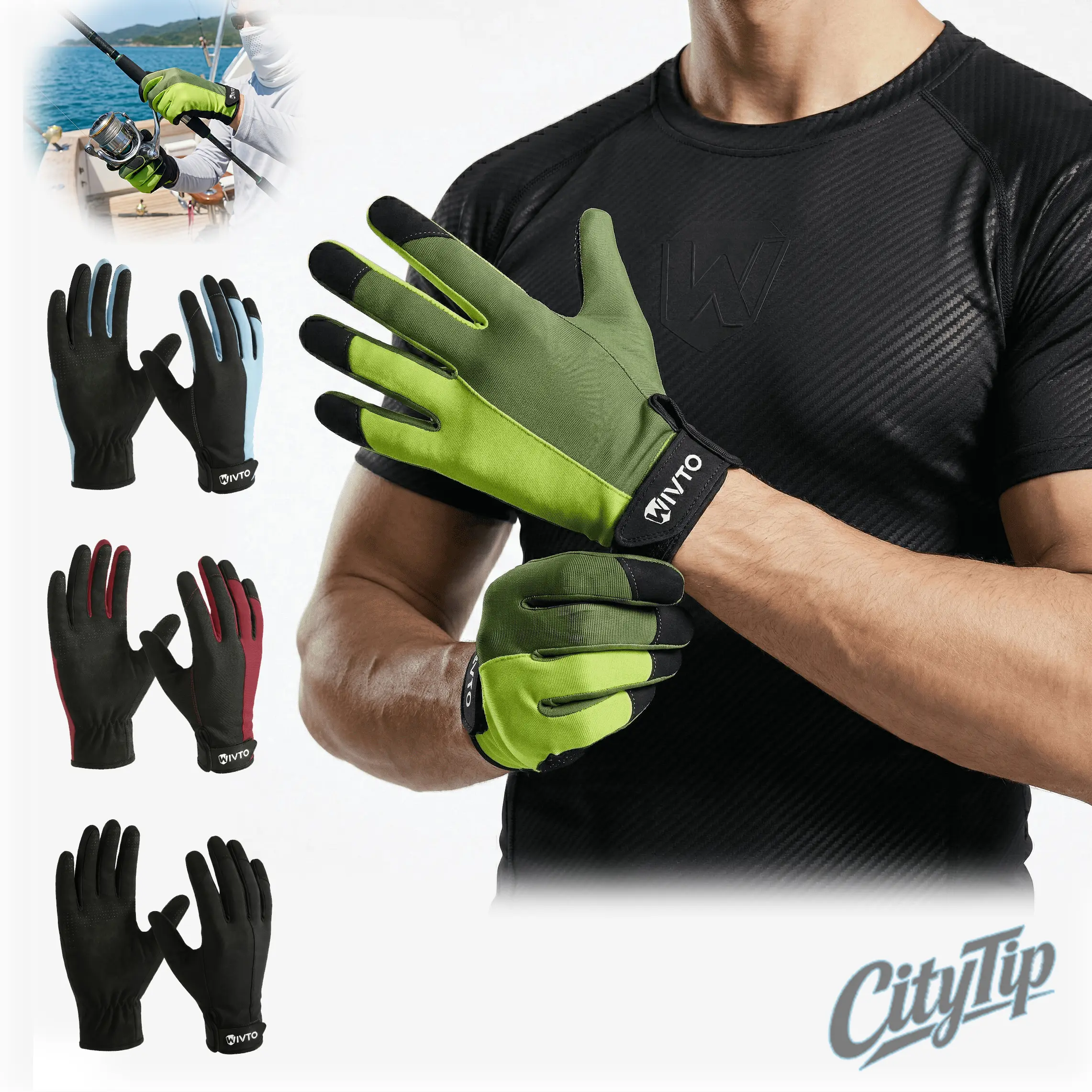 Summer Full Finger Fishing Gloves, UV Protection Breathable Outdoor Gloves for Men & Women, Non Slip Lightweight Gloves for Fishing, Cycling, Hiking, Camping, Boating & Outdoor Sports