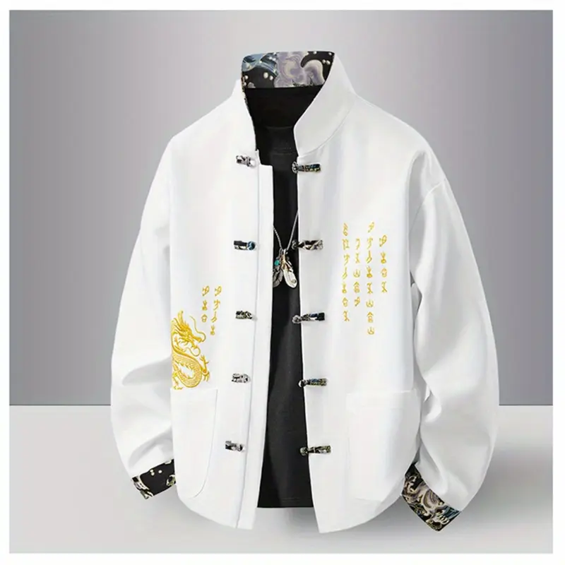 Men's Short/long-Sleeved Coat, Thickened Casual Ethnic Style, Autumn & Winter Fashion, Fitted Blouse-Shirt, Plain H-Type Design, Jackets, Trendy Outerwear, Fashion Casual Coats