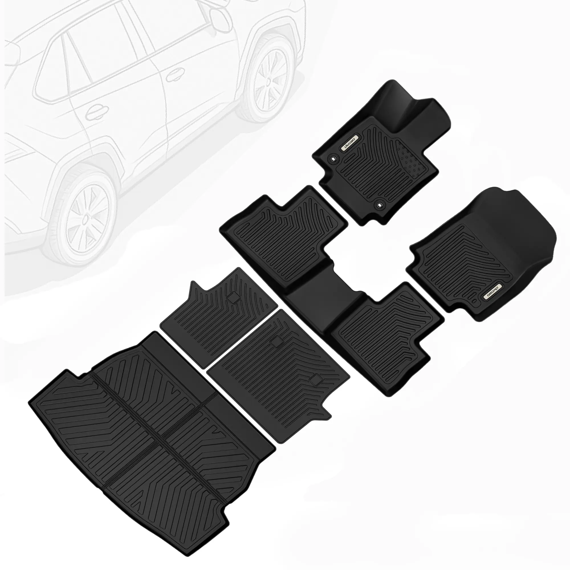 OEDRO TPE Floor Mats fits 2019-2024 Toyota RAV4, No Hybrid Prime, All Weather, Waterproof