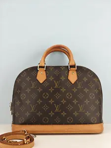 Pre-owned Monogram coated canvas and leather trim Shoulder Bags Louis Vuitton Monogram Canvas Alma PM Satchel Handbag【CT2143】