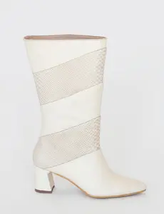 Stivali Elea heeled boots in ivory leather womens shoes