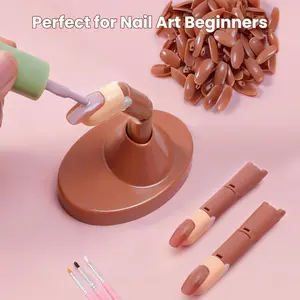 Acrylic Nail Practice Finger Set, Includes Base Stand, 3 Adjustable Fingers, 100 Tips, Ideal for Beginners, Movable Training Tool