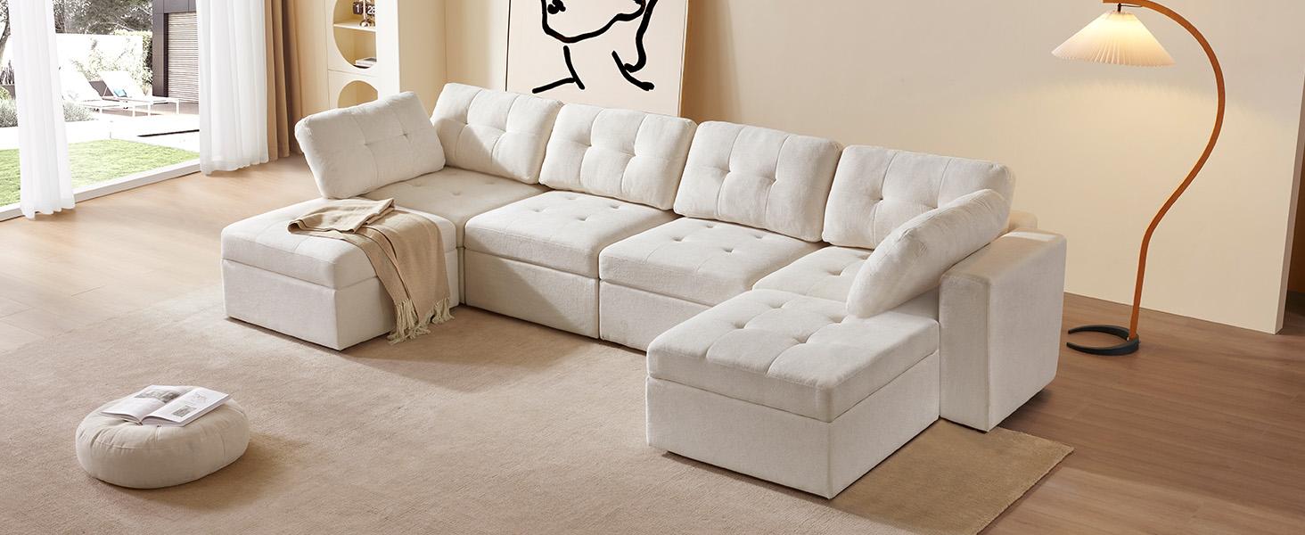 Giratree Oversize Modular Sectional Couch, Convertible U Shaped Sofa with Storage, 9 Seater Sofa Modular with Ottomans and Reversible Chaise for Living Room, Office