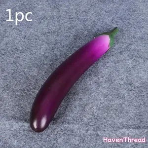 2026 NEW 1/3pcs High Simulation Fake Eggplant Model Bouncy Not Easy Deform Vegetable Photography Props Home Kitchen Decor for Halloween Christmas Harvest Thanksgiving Party