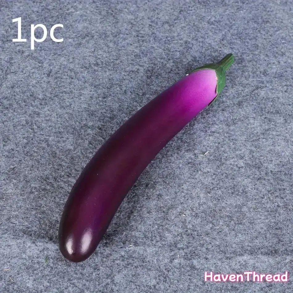 2026 New Real-Looking Artificial Eggplant Model, 1-3pcs Non-Deformable Bouncy Foam Decorative Fruit, Deco Artificial Vegetables for Home Kitchen Decor, Halloween Party Prop, Real-Looking Artificial Vegetables