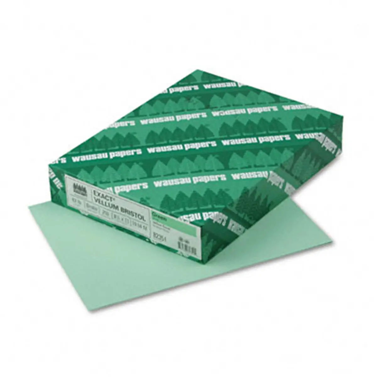 Wausau Papers Bristol Office Paper - 67lb Vellum Finish, Durable Semi-Smooth Cover, Green Plain Stationary Paper, 8 1/2x11 Letter Size, 250 Sheets/Pack, Model 82351