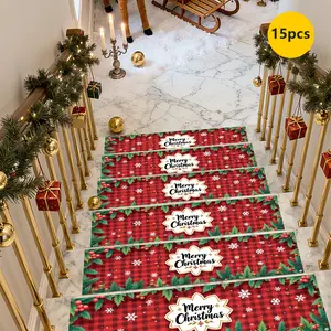Non-Slip Stair Carpet,Christmas decorations Step Protection Carpet, Decorative Bordered Stair Mat for Home Decoration & Bedroom Accessories, Home Decorative Rug - Suitable for Indoor, Outdoor Stairs & Multiple Scenarios
