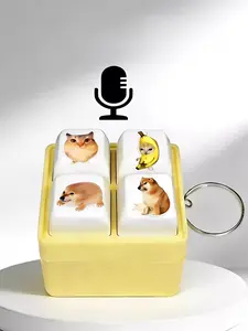 Four-Button Stress Relief Keychain, My Knife Shield Voice Button, Bibo La Sound Keychain Toy, Fun and Interactive Accessory