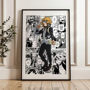 My Hero Academia Denki Kaminari Manga Panels Poster: Anime Print, Anime Satin Poster