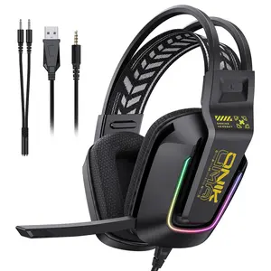 ONIKUMA X13 Wired Gaming Headset LED Noise Cancelling Mic PC PS5 Xbox BlackWhite