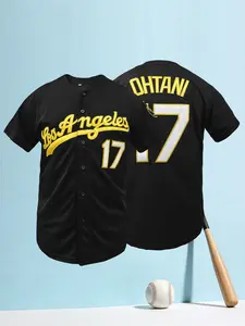 Men's #17 Los Angeles Embroidered Baseball Jersey, Button-Down Breathable Mesh Shirt for Men & Women, Fan Apparel