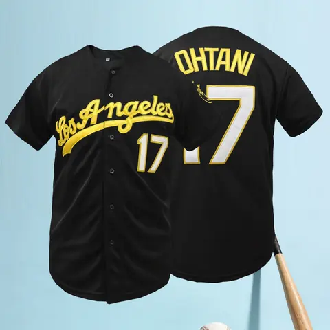 Men's #17 Los Angeles Embroidered Baseball Jersey, Sports Style Jersey, Button-Down Breathable Mesh Sports Top for Men and Women, Fan Apparel, Embroidered Jerseys, Embroidery Sportswear, Sports Clothing