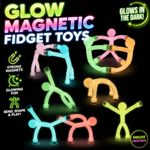 EFFUN Magnetic Fidget Toys Glow - 10-Pack Bright Solid Colors BPA-Free Sensory Building Fridge Kids Toys, Anxiety Fidgets, Relaxation, Mini Gifts, Sensory Products, Birthday Party Favors