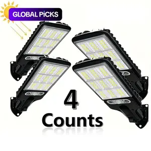 Solar-Powered Outdoor Sensor Light, 4 Counts LED Safety Lights with Remote Control, Wall-Mounted Solar Outdoor Lights for Garden, Garage & Yard #GLOBAL PICKS