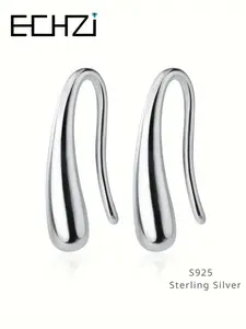 S925 Sterling Silver Teardrop Drop Hoop Earrings for Women, High Quality Earrings, Fashion Jewelry for Party, Daily Clothing Decor, Trendy All-match & Exquisite Jewelry for Birthday Gift