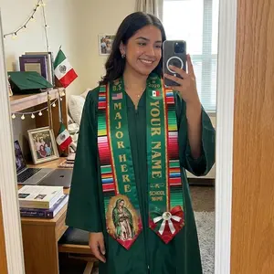 Custom Mexican Graduation Stole, Personalized Flag Sash, Class of 2026 Name Stole Graduation Stole