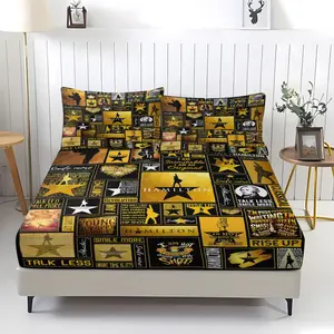 Hamilton Musical Fitted Sheet,Colorfast,Including 1 Bed Sheet and 2 Pillowcases,The Non Slip Dust Cover is Suitable for Teenagers and Adults Bedrooms and Guest Rooms,Suitable for Personal Use or as a Gift for Others