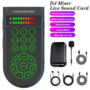 Portable Microphone Set, Handheld Live Streaming Sound Card, Mixer Console with Voice Changer/noise Reduction, Ideal for Podcasts, Broadcasting, Singing, Podcast Equipment Kit
