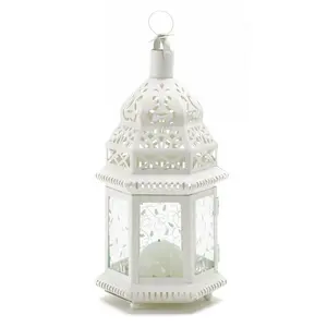 WHITE MOROCCAN LANTERN Decor Gift Glass Light Ornaments
