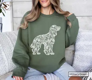English Springer Spaniel Sweatshirt, Lace Silhouette Graphic Springer Mom Sweater, Dog Lover Sweatshirt, Gift For Her