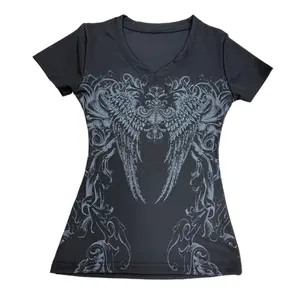 26 Women wing print retro y2k trendy fashion women's V-neck short sleeved T-shirt,grunge top, Hot diamond print